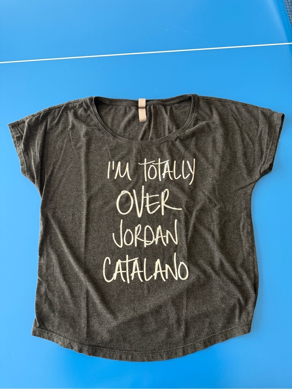 Graphic Tee "I'm Totally Over Jordan Catalano" - Charcoal Gray. Size XS.